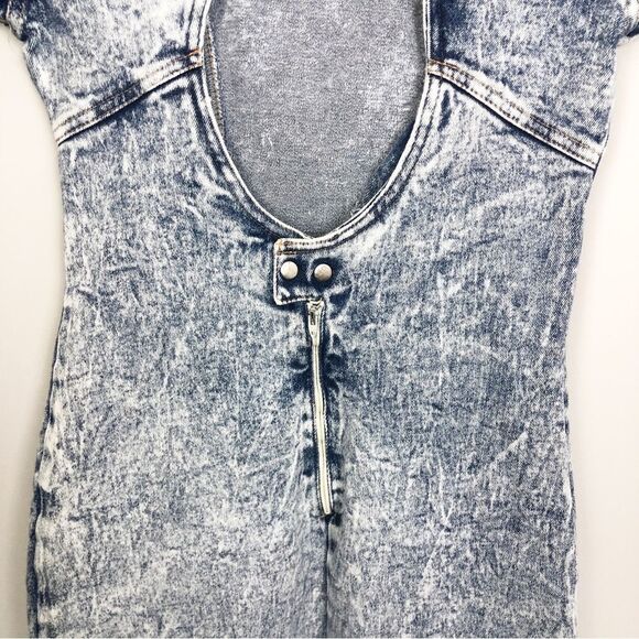 TALE-LORD | VINTAGE Bodycon Stretch Denim Dress Back Cutout Women’s Size 4/5 - Picture 10 of 11